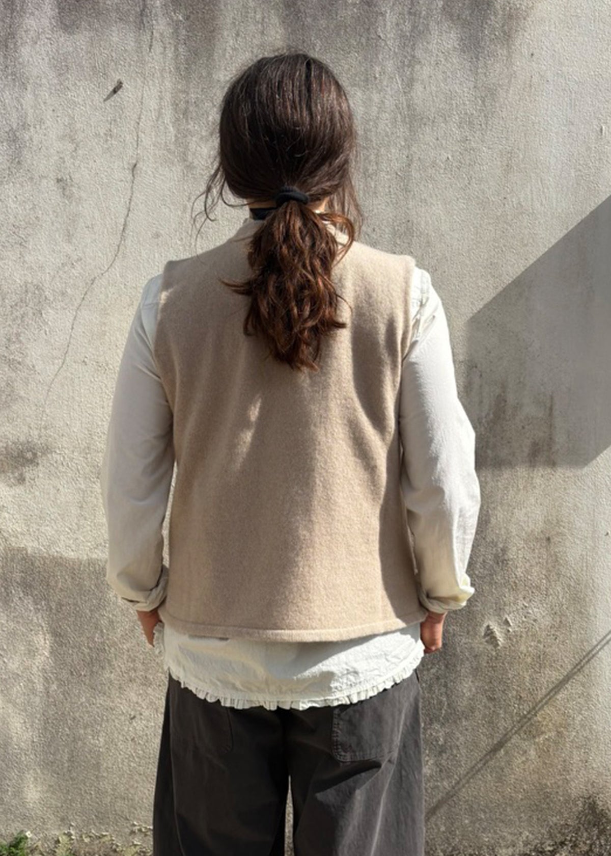 Cashmere Cable Front Vest Top | Oat