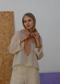 Eco Mohair Triangle Scarf | Peach