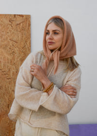 Eco Mohair Triangle Scarf | Peach