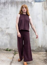 Cashmere Cable Front Vest Top | Raisin