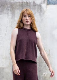 Cashmere Cable Front Vest Top | Raisin