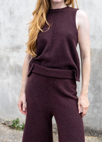 Cashmere Cable Front Vest Top | Raisin