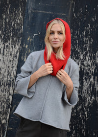 Cashmere Rib Hood | Bright Red