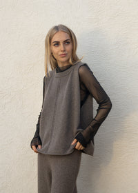 Cashmere Tramline Vest Top | Mushroom