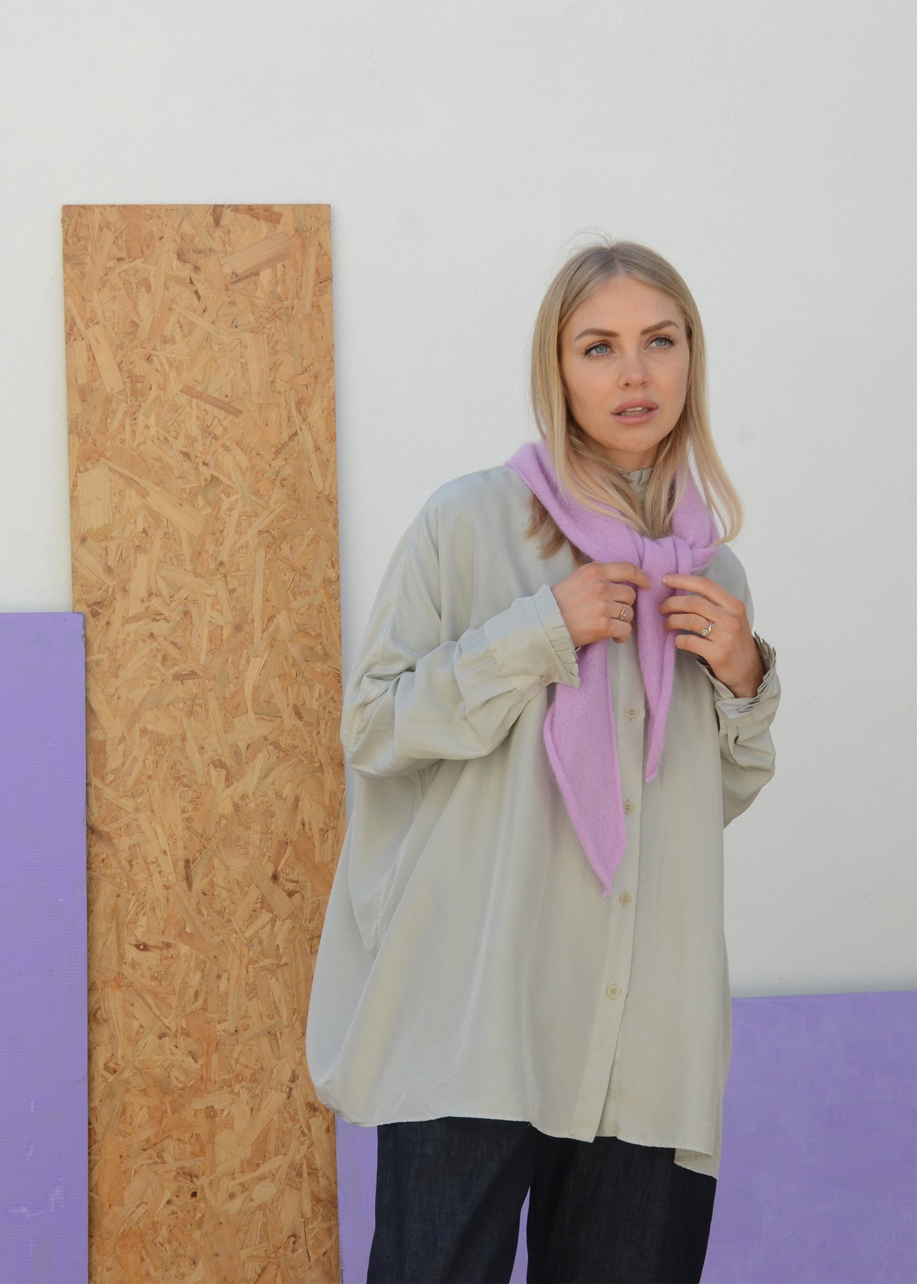 Eco Mohair Triangle Scarf | Bubblegum
