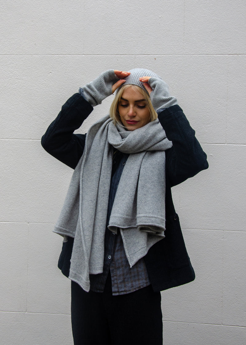 Oversize Recycled Cashmere Scarf | Silver Grey