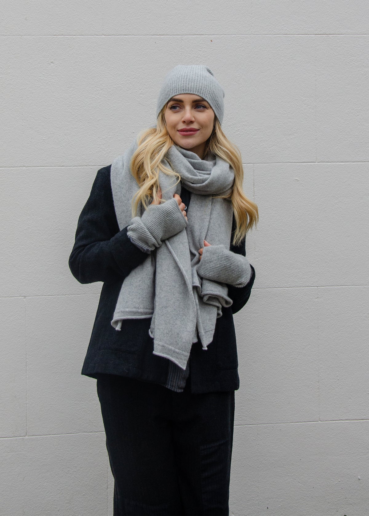 Recycled Cashmere Beanie | Silver Grey