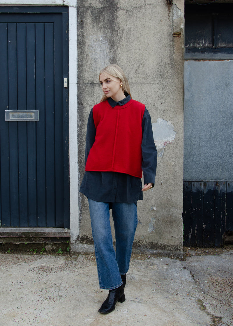 Cashmere Vest Top | Bright Red