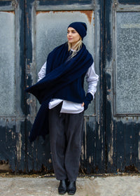 Oversize Cashmere Scarf | Navy