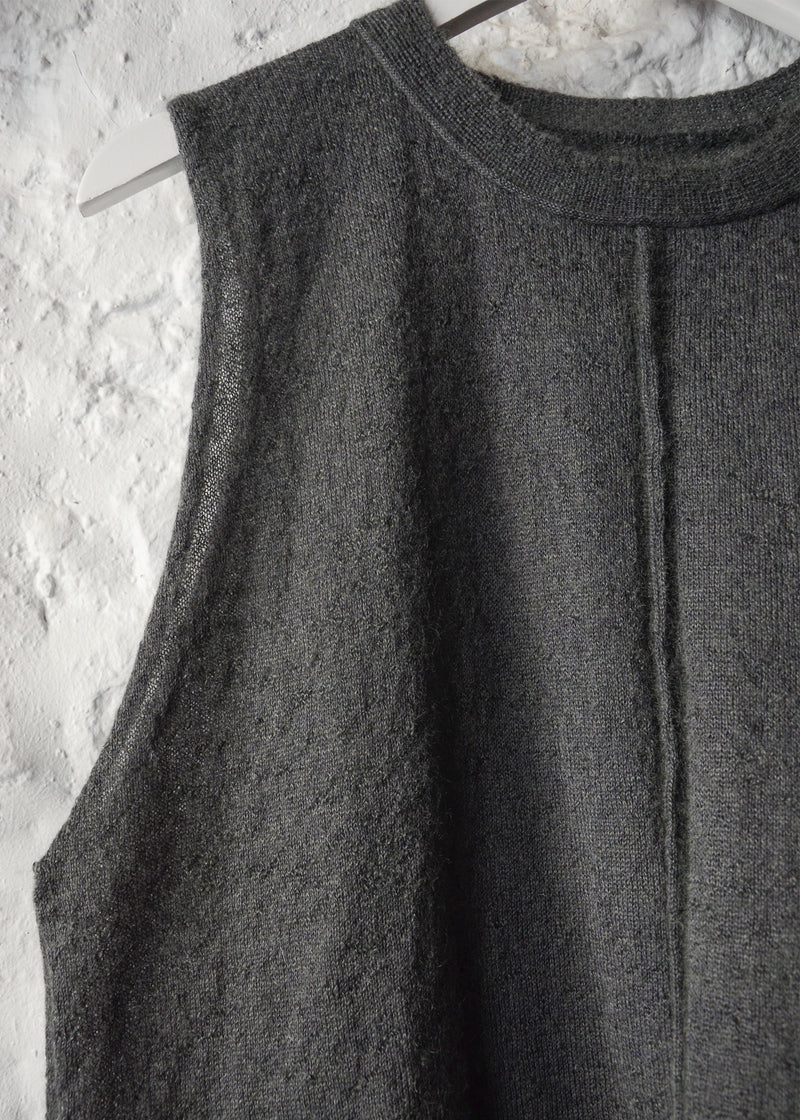 Alex mohair crop Vest Top | Slate Grey